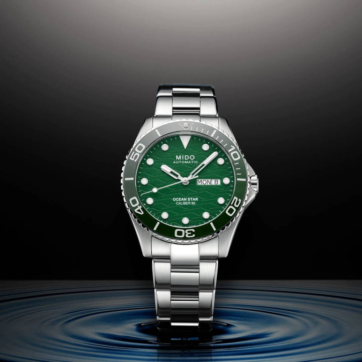 Orologio Uomo Mido Acciaio Ocean Star Calibro 80 Automatico Verde M0424301109100