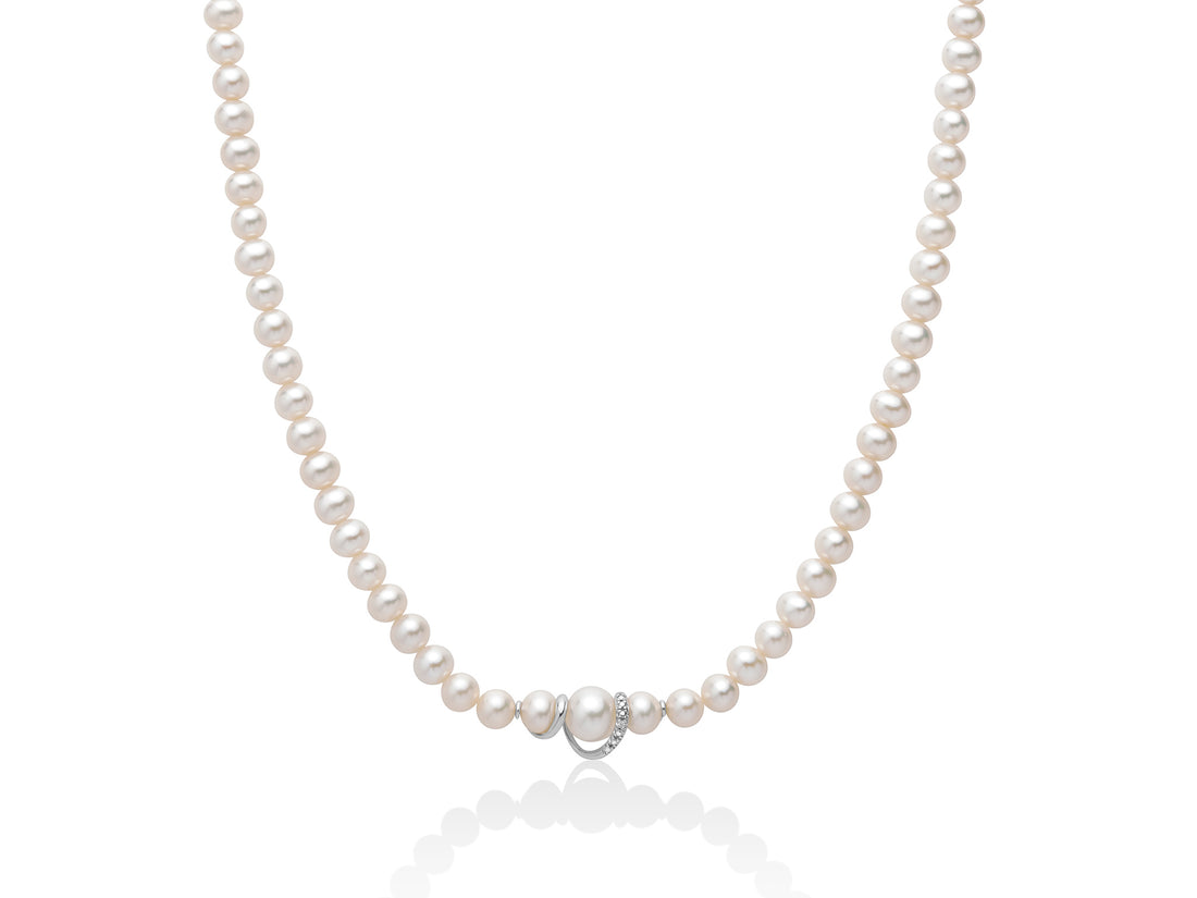 Collana Donna Miluna Filo Perle Girocollo 18 KT Diamanti PCL5742V