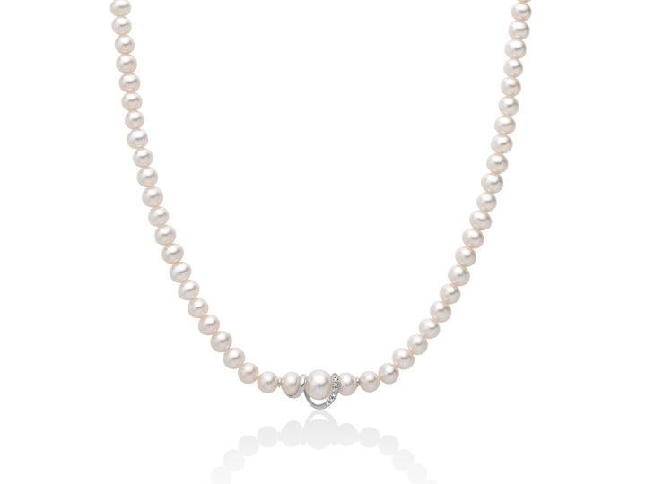 Collana Donna Miluna Filo Perle Girocollo 18 KT Diamanti PCL5742V