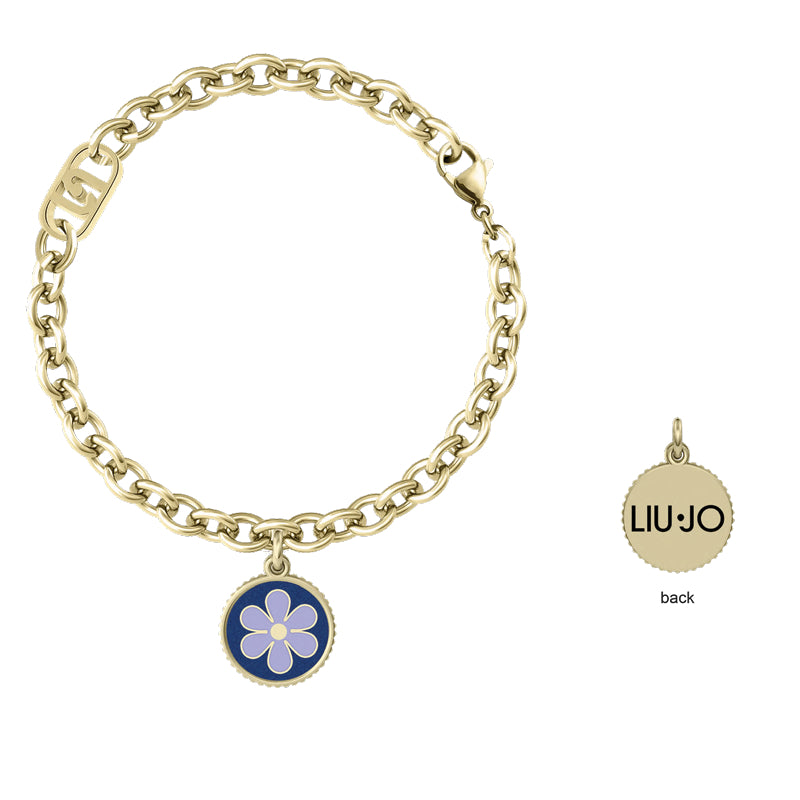 Bracciale Donna Liu Jo Acciaio Dorato Fiore Blu LJ3109