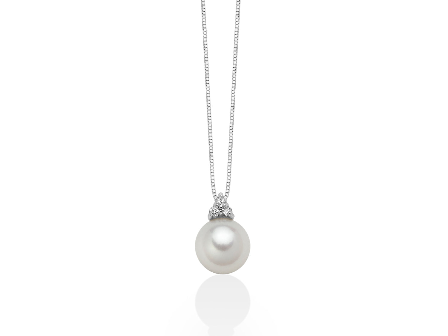 Collana Donna Miluna Girocollo Oro Bianco 750 Perla 8-8,5 mm Diamanti PCL6269