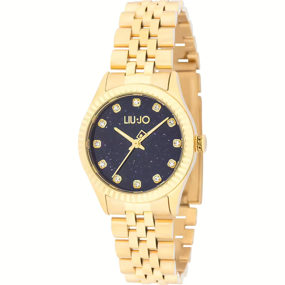 Orologio Donna Liu Jo Acciaio Dorato Quarzo Meteorite Nero Zirconi Bianchi TLJ2316