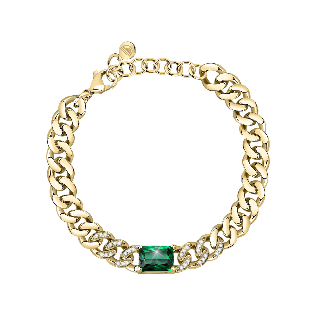 Bracciale Donna Chiara Ferragni Catena Groumette Dorato Zircone Verde
