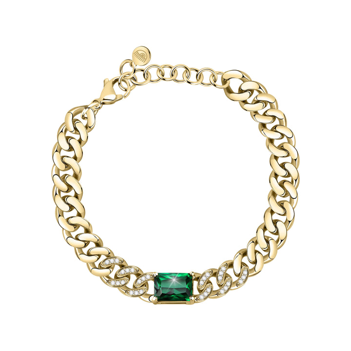 Bracciale Donna Chiara Ferragni Catena Groumette Dorato Zircone Verde