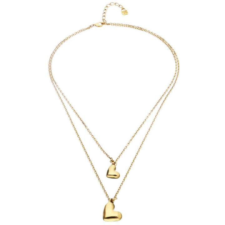 Collana Donna Uno De 50 Doppio Filo Pendente Cuore Placcata Oro 18 Kt COL2070ORO0000U
