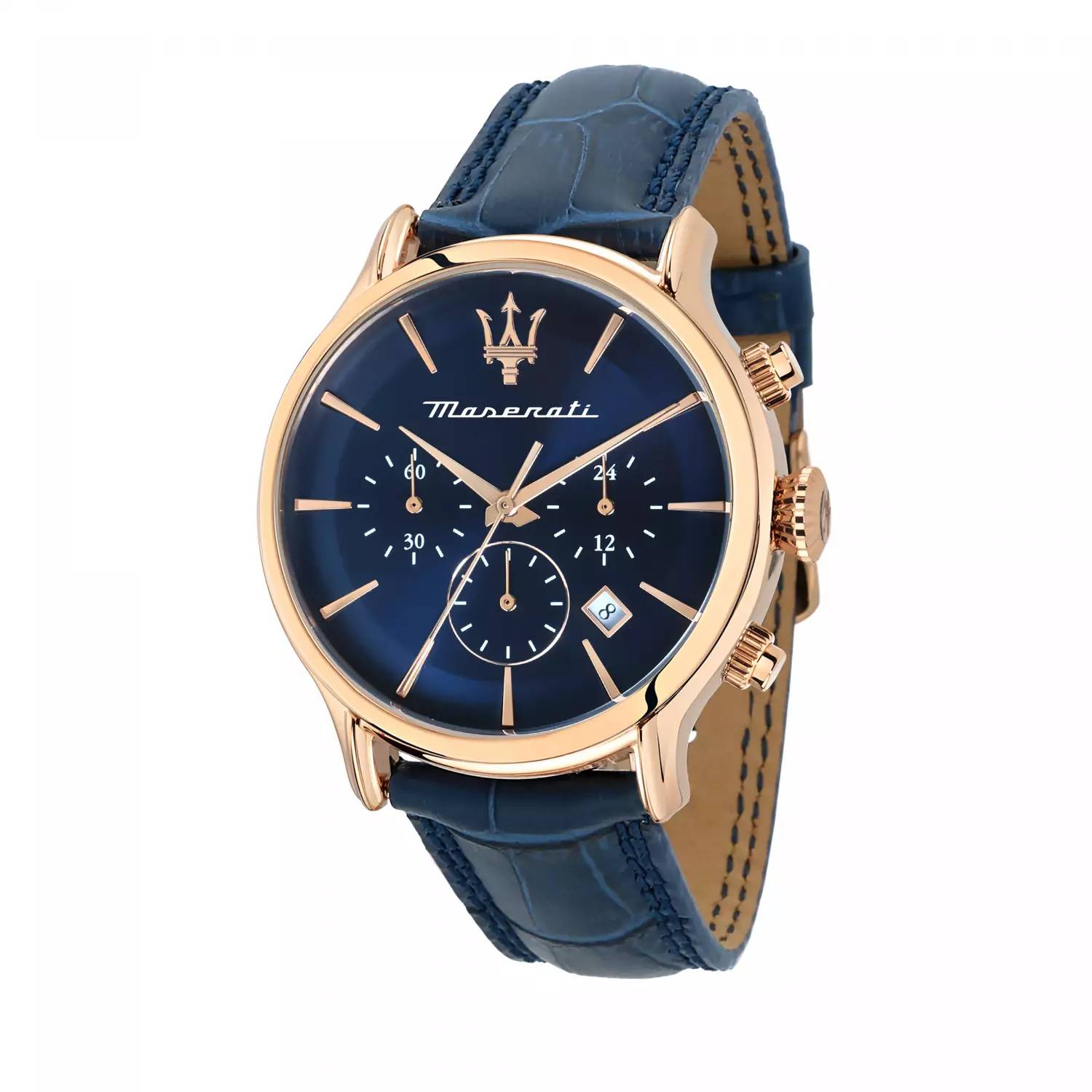 Orologio Maserati Acciaio Rosè Pelle Blu Quarzo Cronografo R8871618013