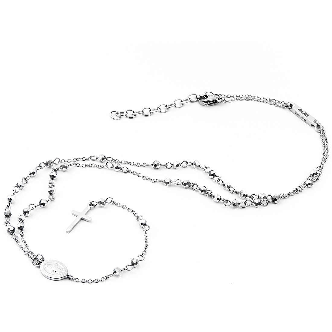 Collana Uomo Acciaio 4US Cesare Paciotti Rosario con Croce pendente 4UCL4042