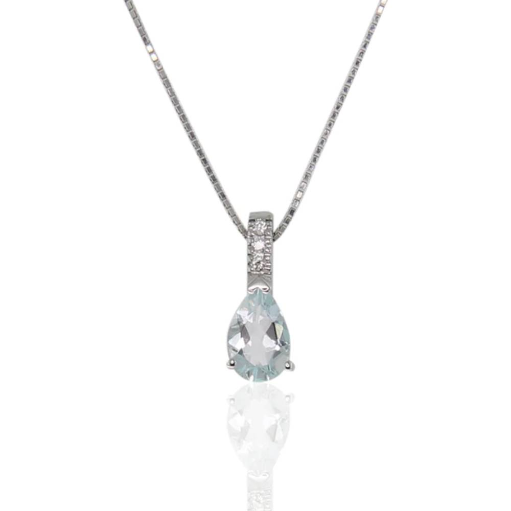 Collana Donna Davide&Delucchi Girocollo ORO 750 con acquamarina e diamanti