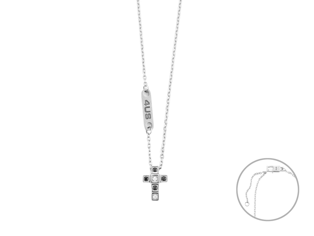 Collana Uomo 4US Cesare Paciotti Acciaio Croce zirconi neri 4UCL6967