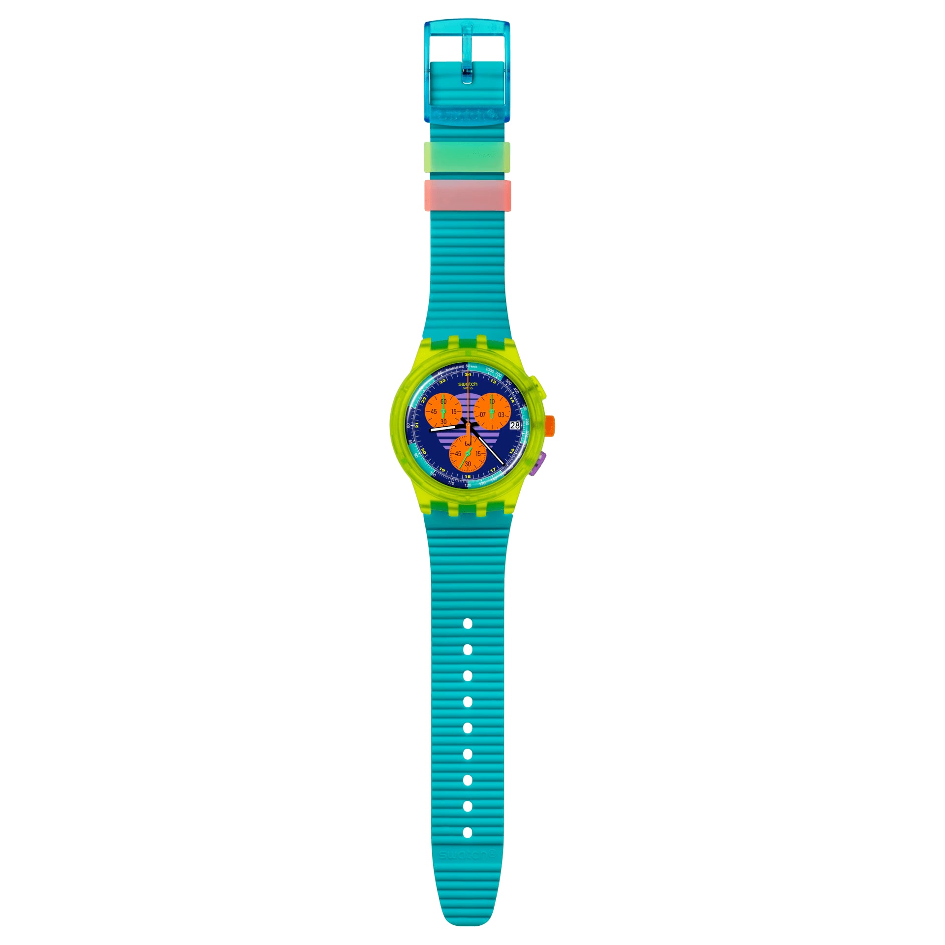 Orologio Unisex Swatch Neon Wave 1991 Crono Data SUSJ404