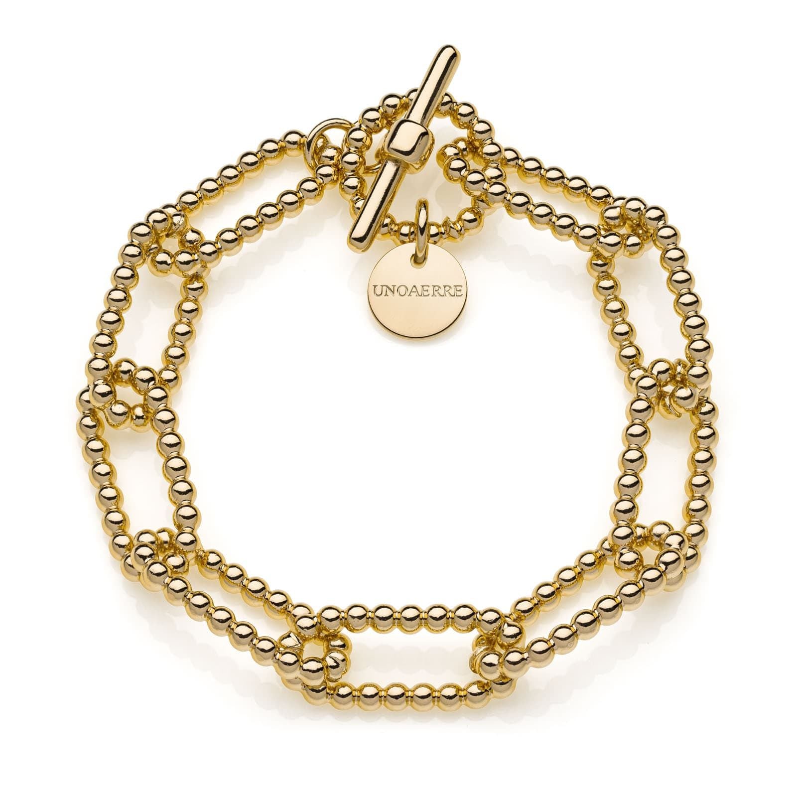 Bracciale Donna Unoaerre Bronzo Dorato Catena Forzatina Pallina 532039