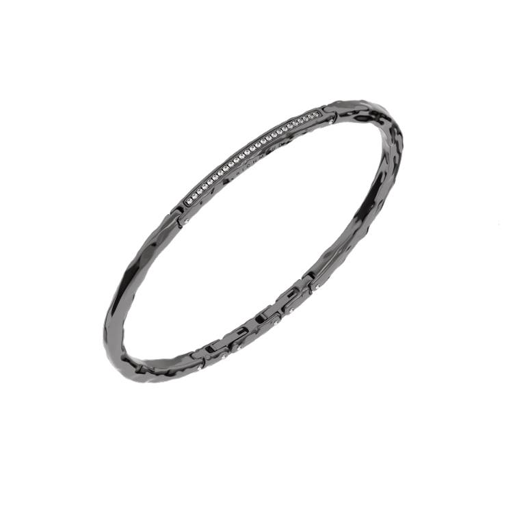 Bracciale Uomo John Richmond Titanio Brillanti Bianchi Semirigido JRCB16BB