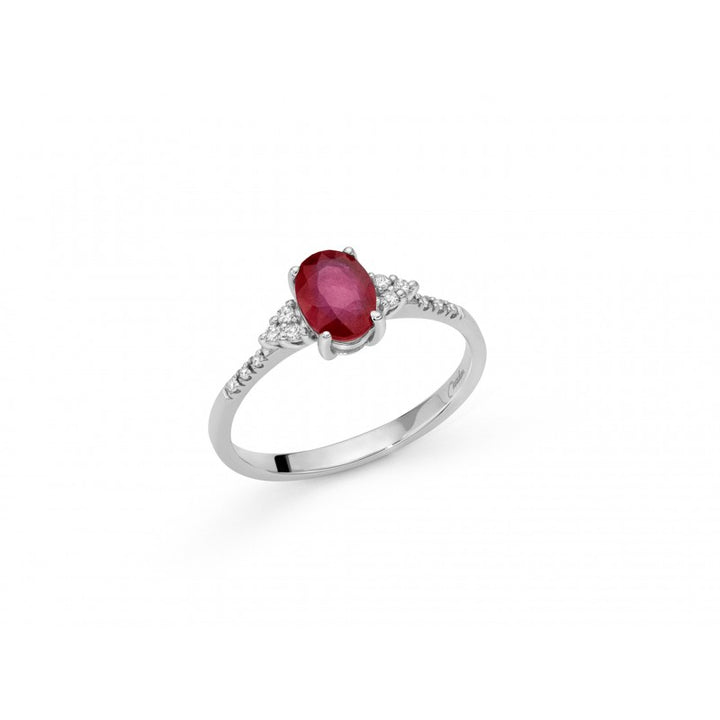 Anello Donna Miluna Oro Bianco 18 KT Diamanti Rubino naturale ovale LID3541