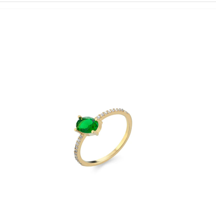Anello Donna Laura P. Argento Dorato 925  Zirconi Bianchi Verde AN082GBV/16