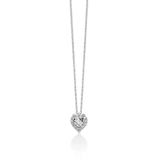 Collana Donna Miluna Oro Bianco Pendente Cuore Diamanti CLD5315X