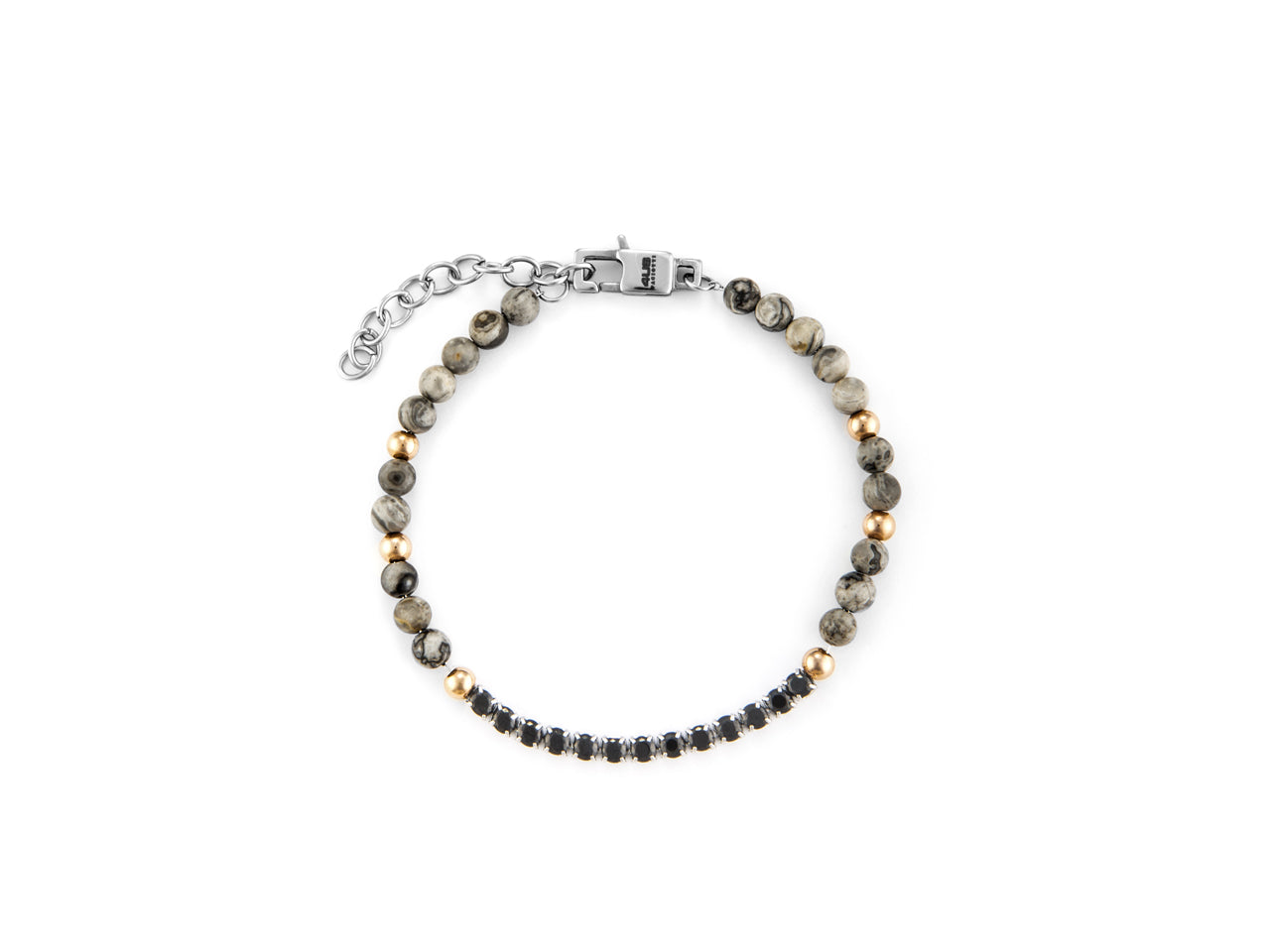 Bracciale Uomo Acciaio 4USCesare Paciotti PDV Rosè Grigio Zirconi Neri 4UBR6217