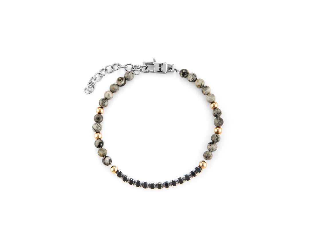 Bracciale Uomo Acciaio 4USCesare Paciotti PDV Rosè Grigio Zirconi Neri 4UBR6217