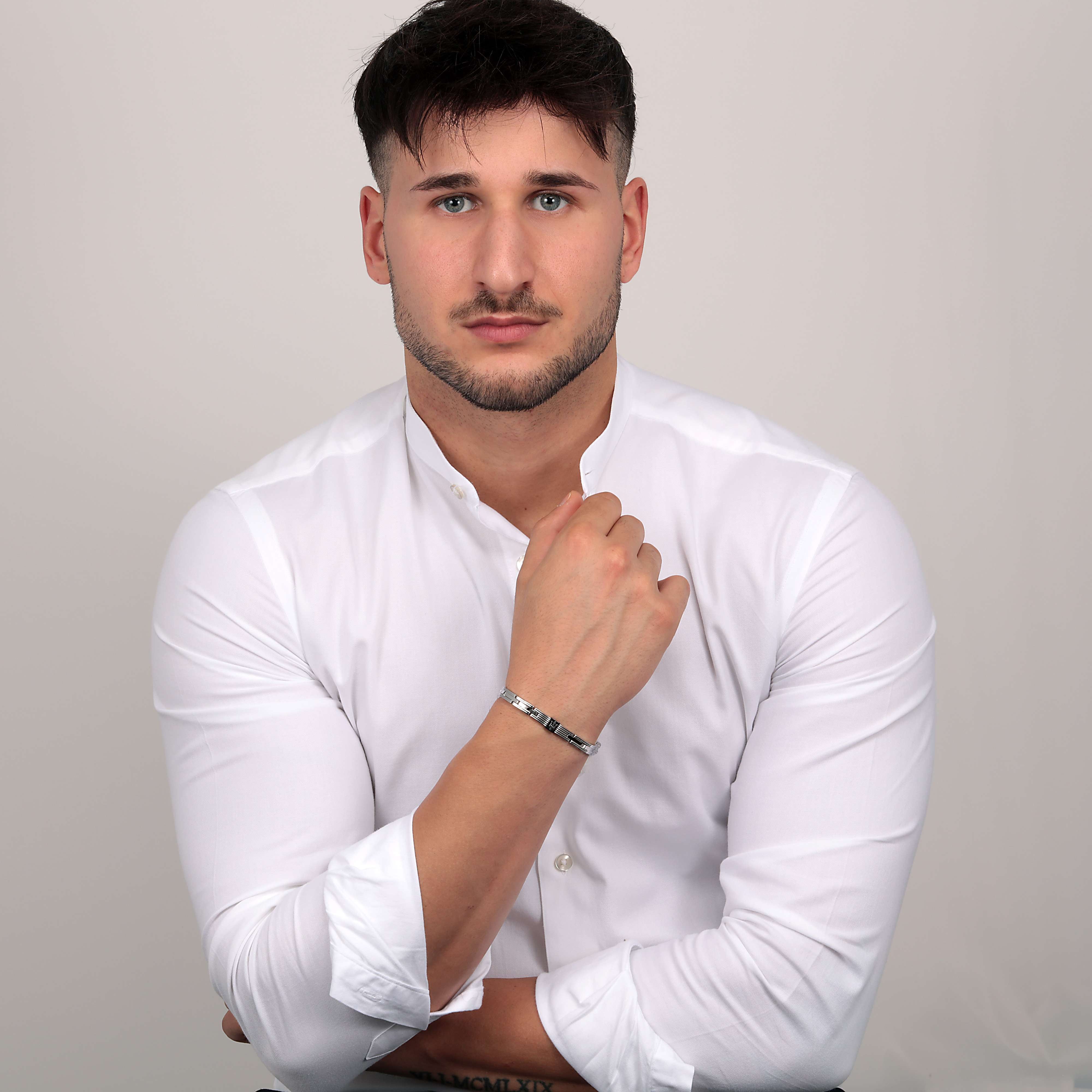 Bracciale Uomo Acciaio Maserati Centrale Logo Tridente Nero JM420ATK04