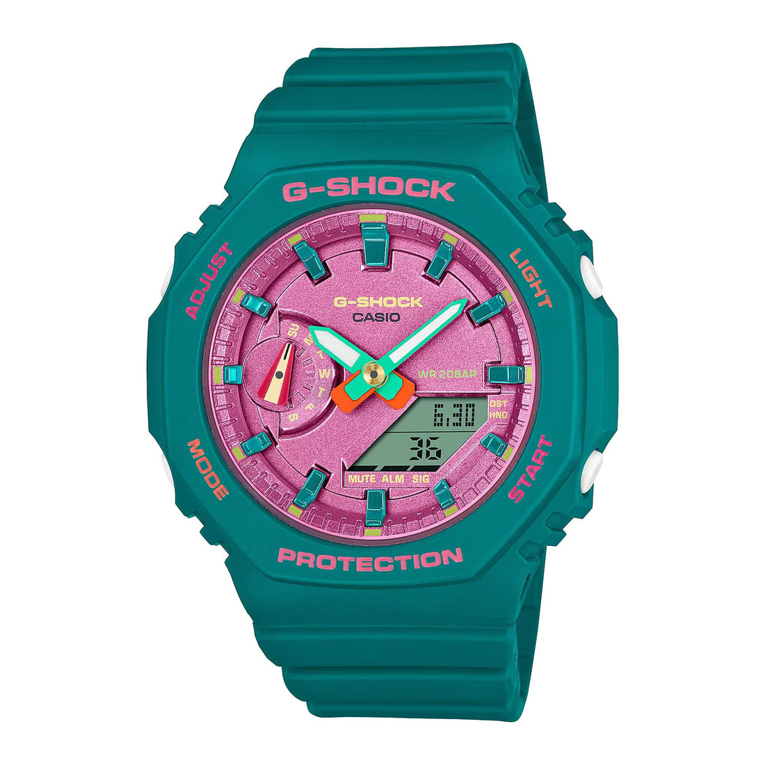 Orologio Donna Casio G-SHOCK Gomma Quarzo Blu Rosa Multicolore GMA-S2100BS-3AER