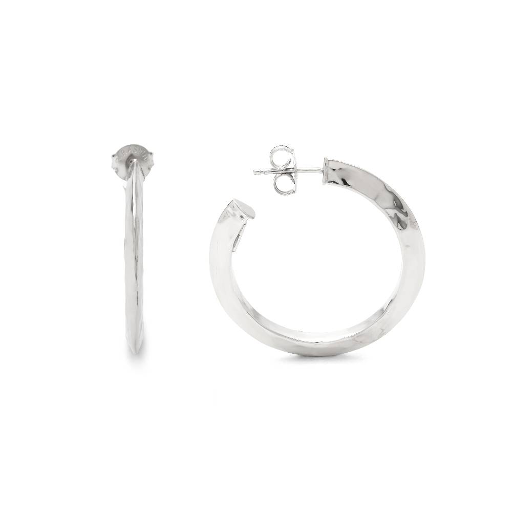 Orecchini Donna Giovanni Raspini Argento 925 Cerchi Martellati Blade 12098