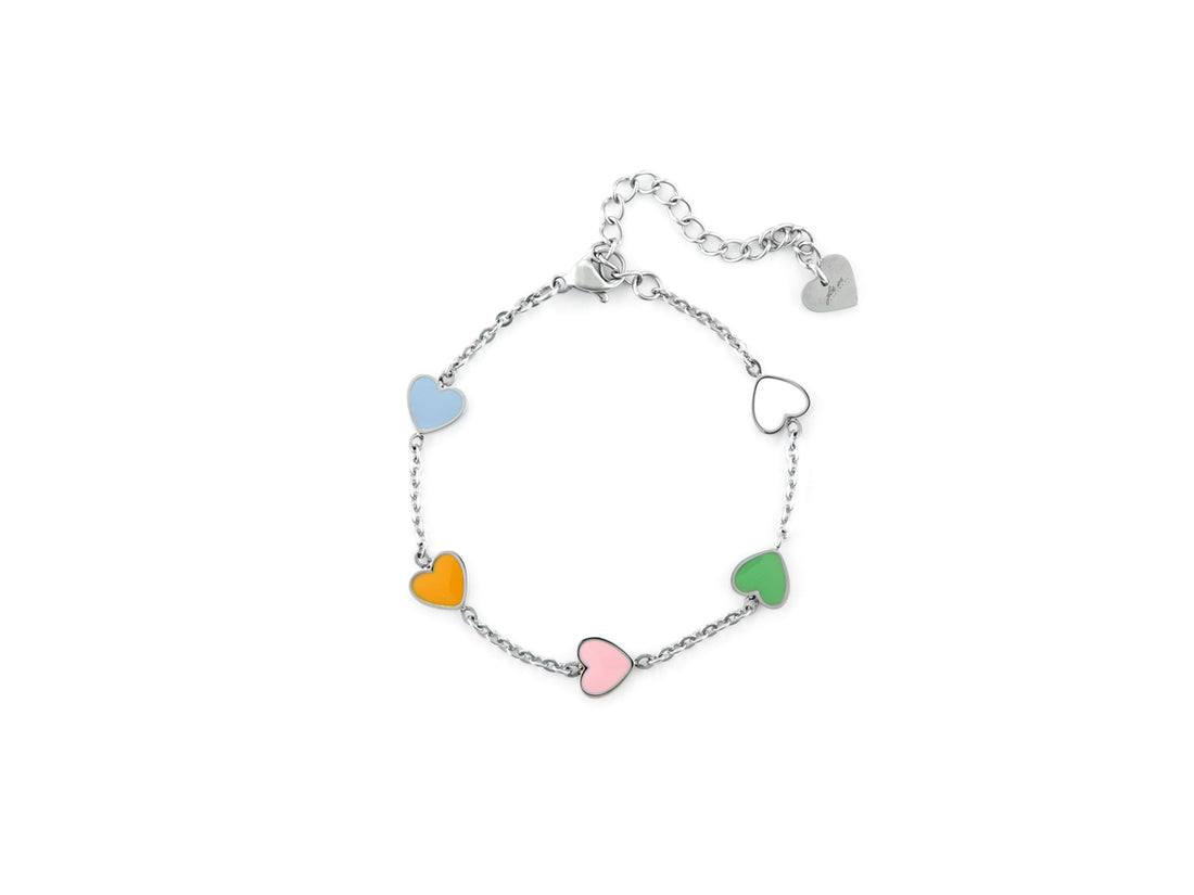 Bracciale Donna 4US Cesare Paciotti Acciaio  Con Cuori smaltati multicolore 4UBR6610W