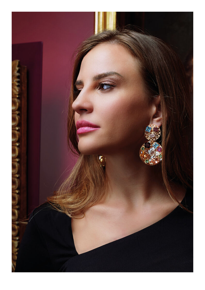 Orecchini Donna Ottaviani Pendenti con Zirconi Multicolor Bronzo  Dorato 500654O