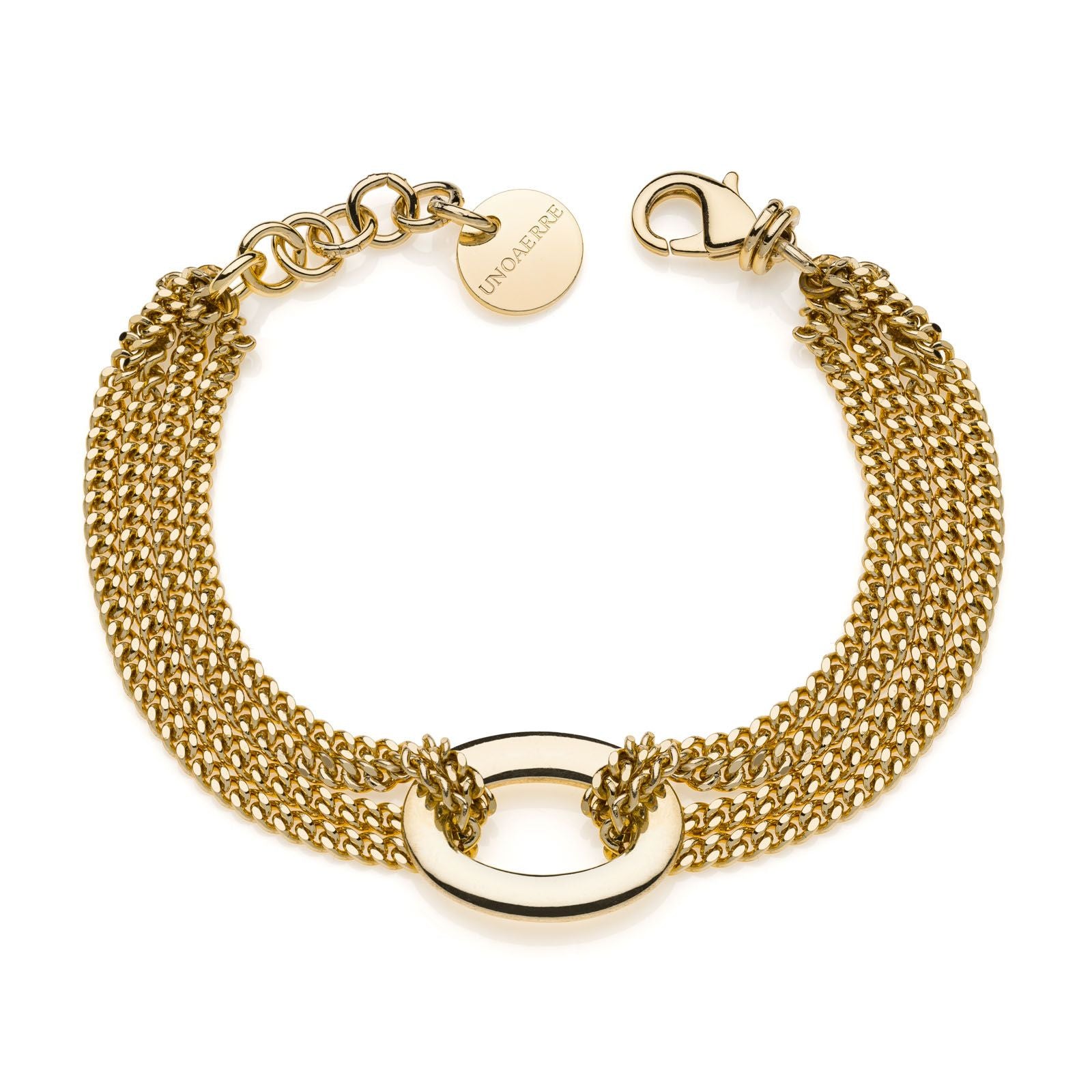 Bracciale Donna Unoaerre Bronzo Dorato Catena Groumette Centrale Infinity 540205