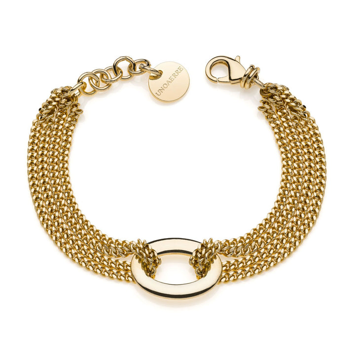 Bracciale Donna Unoaerre Bronzo Dorato Catena Groumette Centrale Infinity 540205