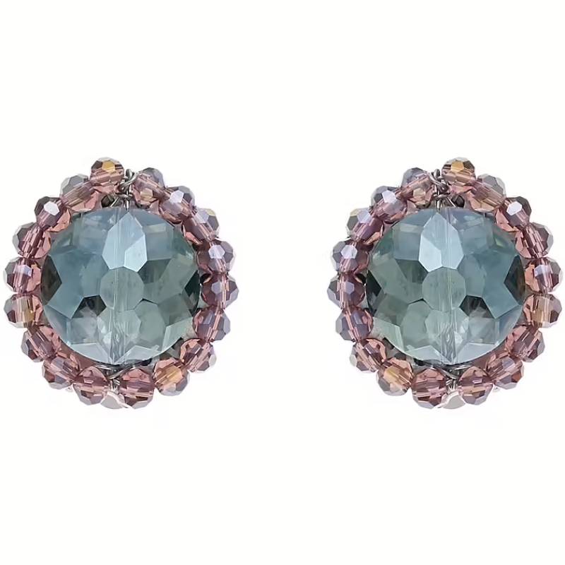 Orecchini Donna Ottaviani Bronzo Argentato Cristalli viola e fumè  5010740