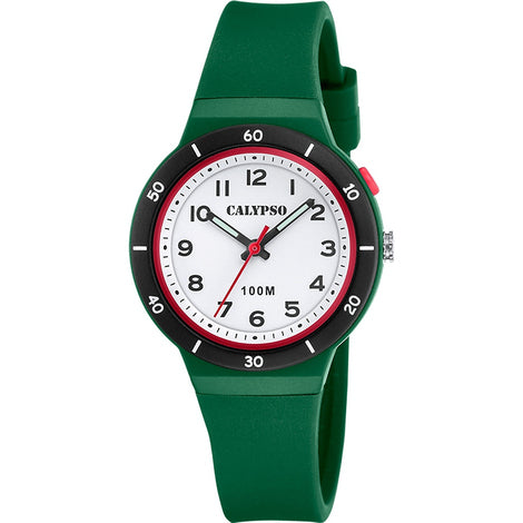 Orologio Bambino Uomo Calypso Gomma Quarzo Solo Tempo Numeri verde K5848/4