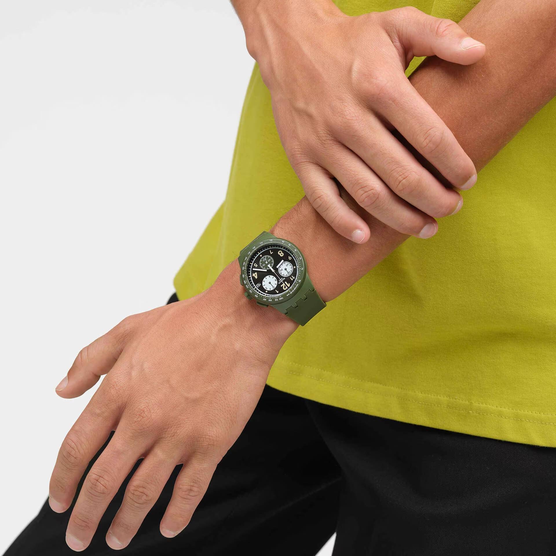 Orologio Unisex Swatch Nothing Basic About Green Quarzo Cronografo Data SUSG406