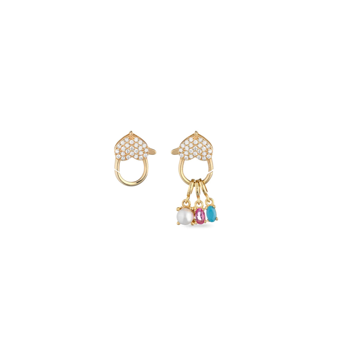 Orecchini Donna Laura P. Argento Dorato 925 Chiusura Cuore Zirconi Bianchi OR0238GB