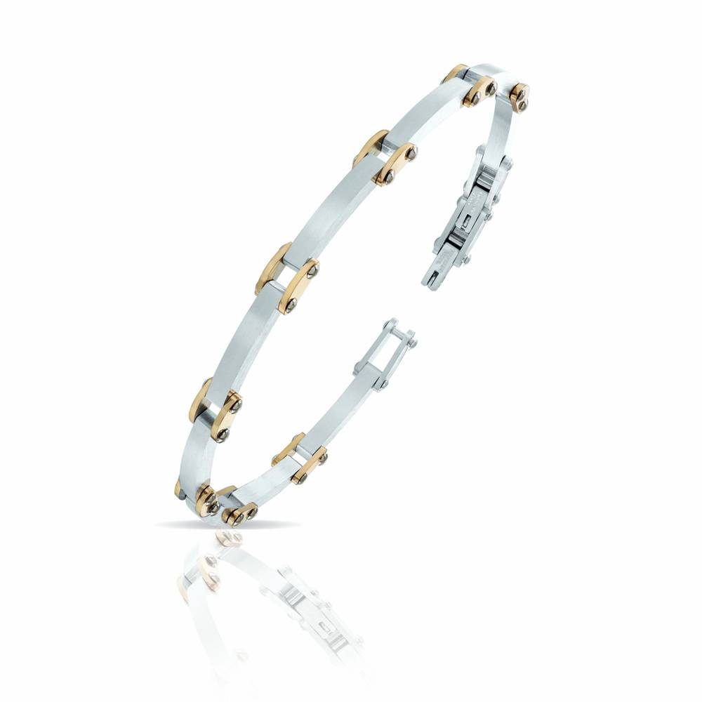 Bracciale Uomo Arkano Semirigido Acciaio Bicolore Dorato BAC109BG