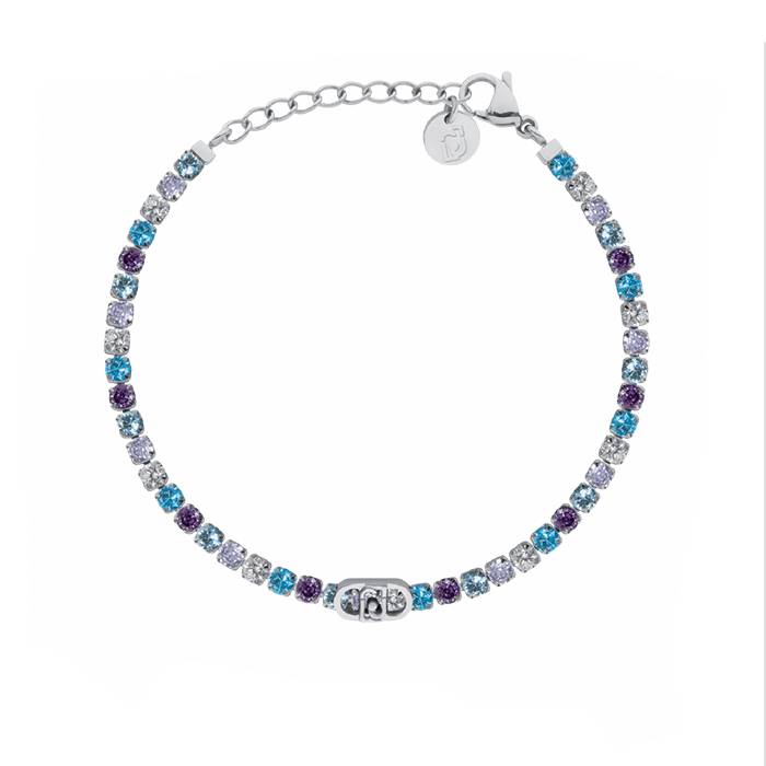 Bracciale Donna Liu Jo Acciaio Tennis Zirconi Blu Multicolor LJ3216