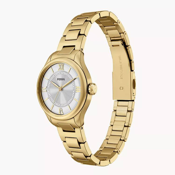 Orologio Donna Fossil Gilmore Tre Sfere Acciaio Dorato Bianco Quarzo Solo Tempo ES5421