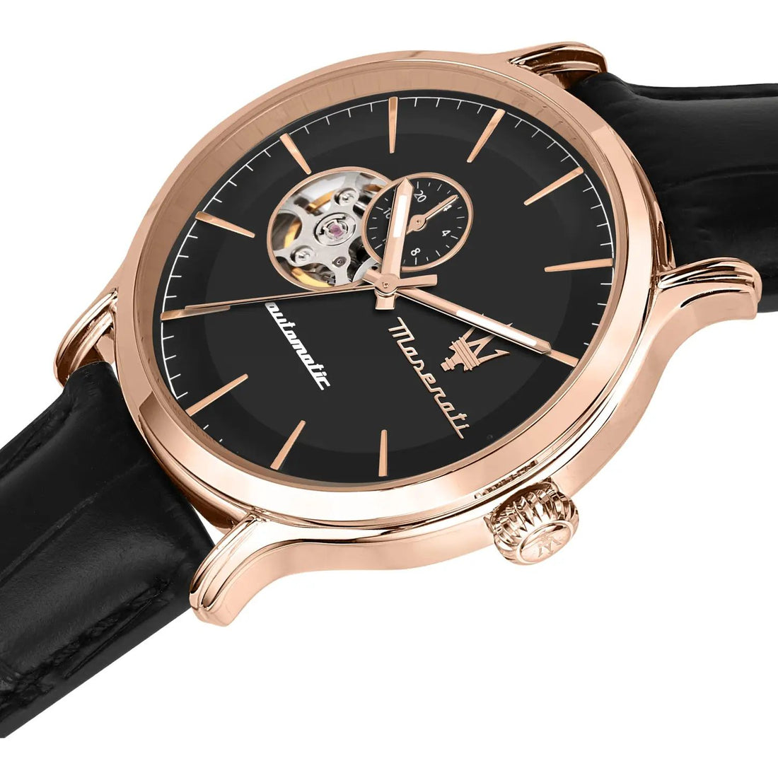 Orologio Uomo Maserati Automatico Solo Tempo Acciaio Rosè Pelle Nero R8821118009