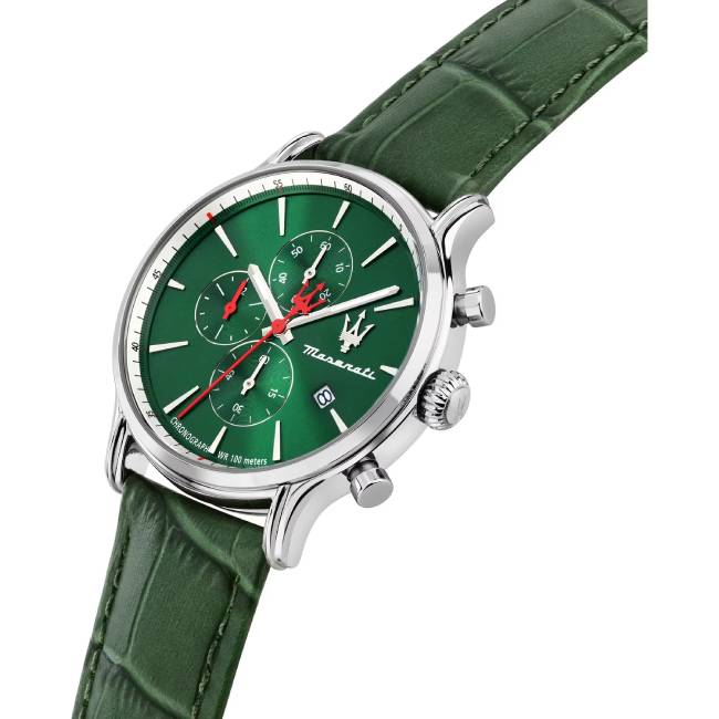 Orologio Uomo Maserati Epoca Slim Verde Acciaio Pelle Verde Quarzo Cronografo R8871618022