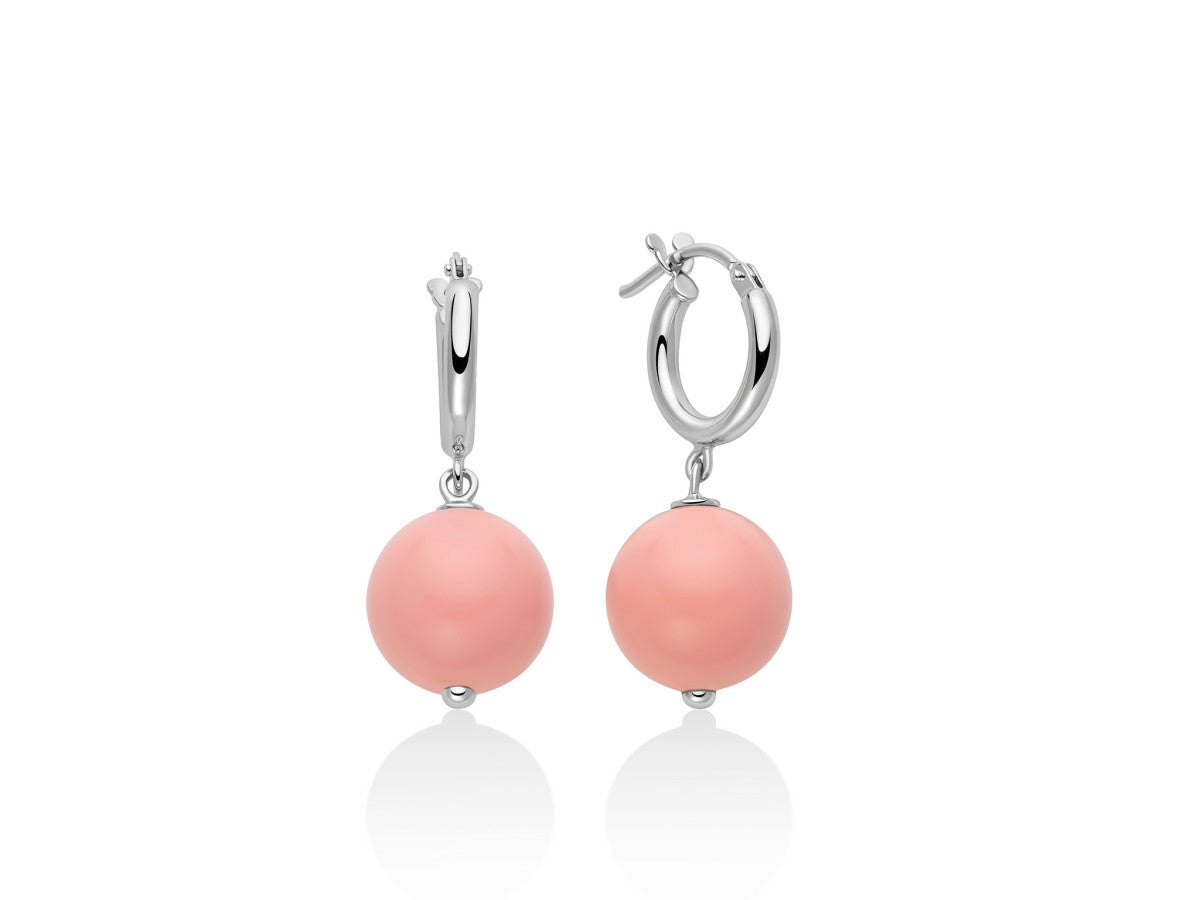 Orecchini Donna Argento 925 Pendenti Miluna Pasta Di Corallo Rosa PER2823