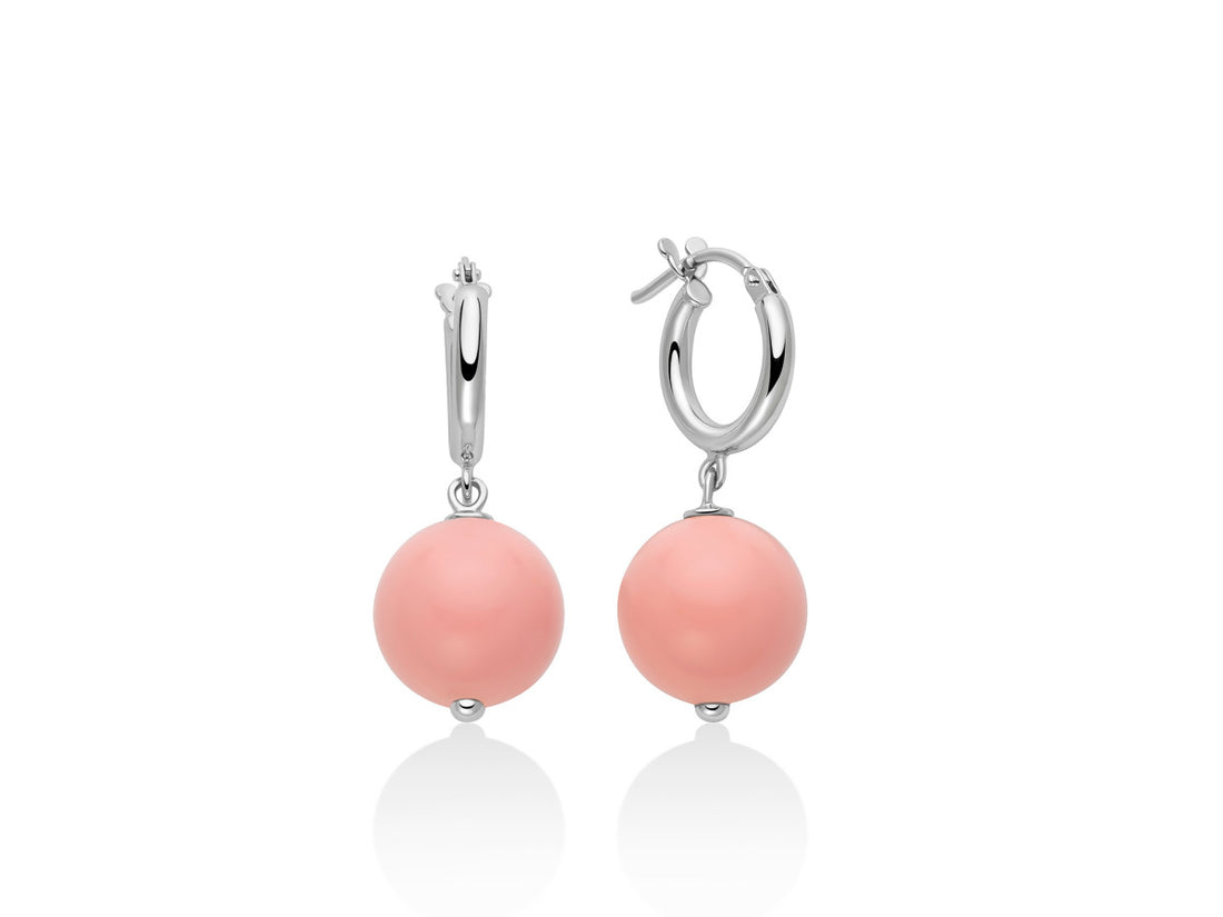 Orecchini Donna Argento 925 Pendenti Miluna Pasta Di Corallo Rosa PER2823