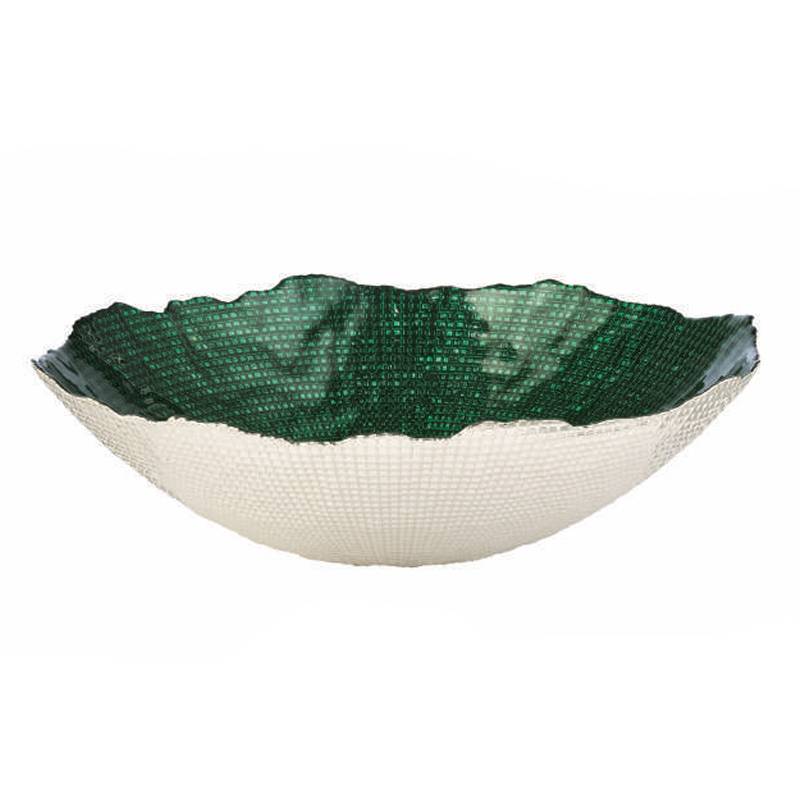 Centrotavola Onlylux Vetro Aster 33 cm Verde Bosco Silver OL03061