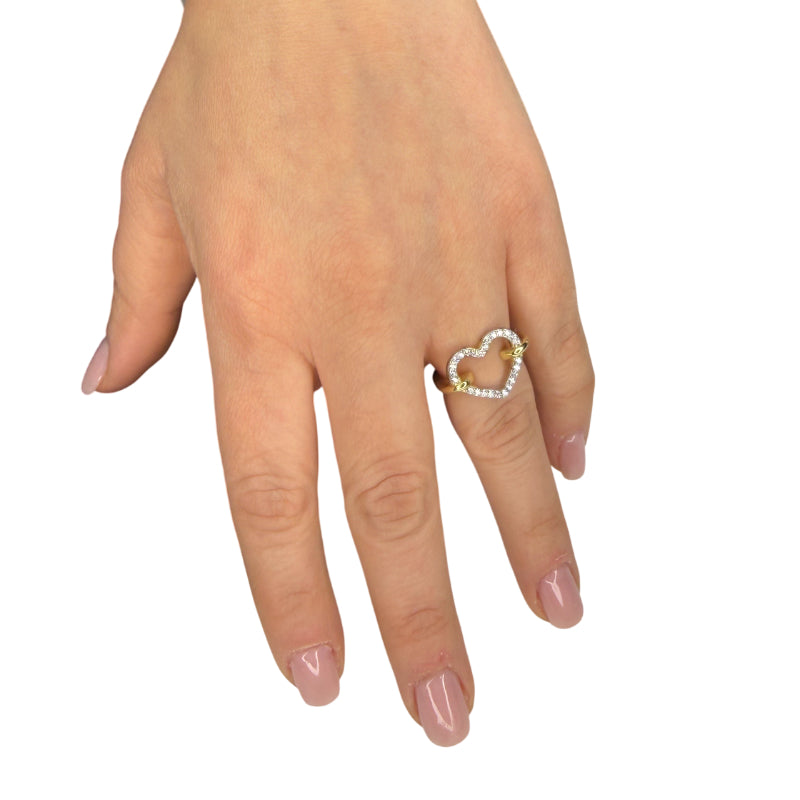 Anello Donna Re Mida Argento 925 Regolabile Cuore Zirconi AN-DJV-4