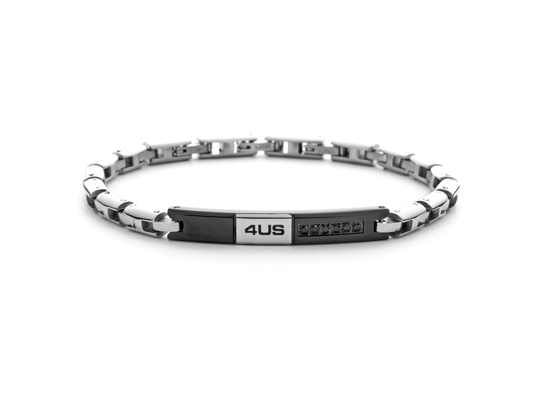 Bracciale Uomo 4US Cesare Paciotti Acciaio PDV Nero Zirconi Neri 4UBR5985