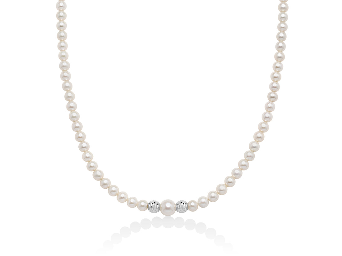 Collana Perle Miluna Con Inserto Centrale E Chiusura In Oro Bianco 375 PCL6928BX