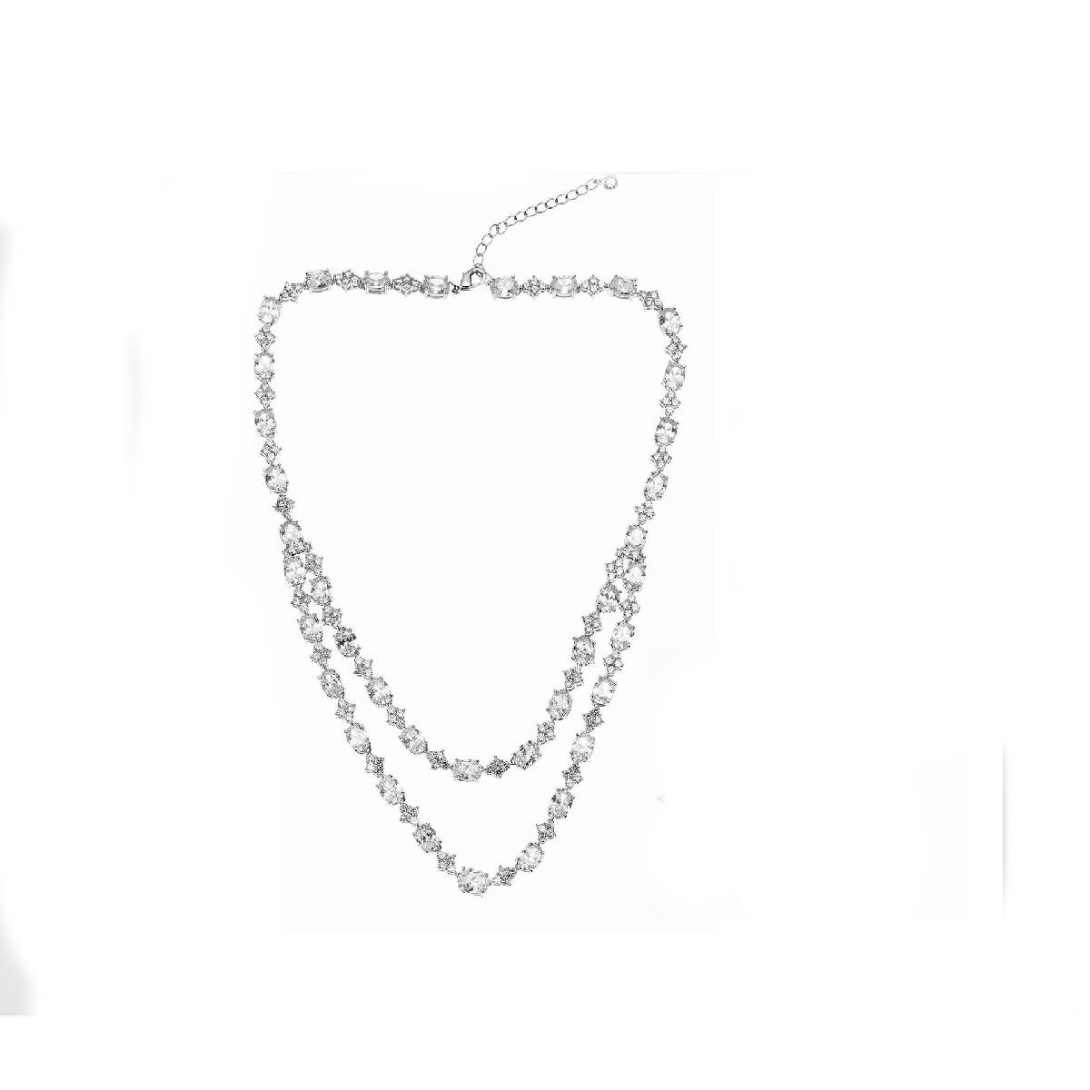 Collana Donna Ottaviani Bronzo Argentato Tennis Zirconi Bianchi 500697C