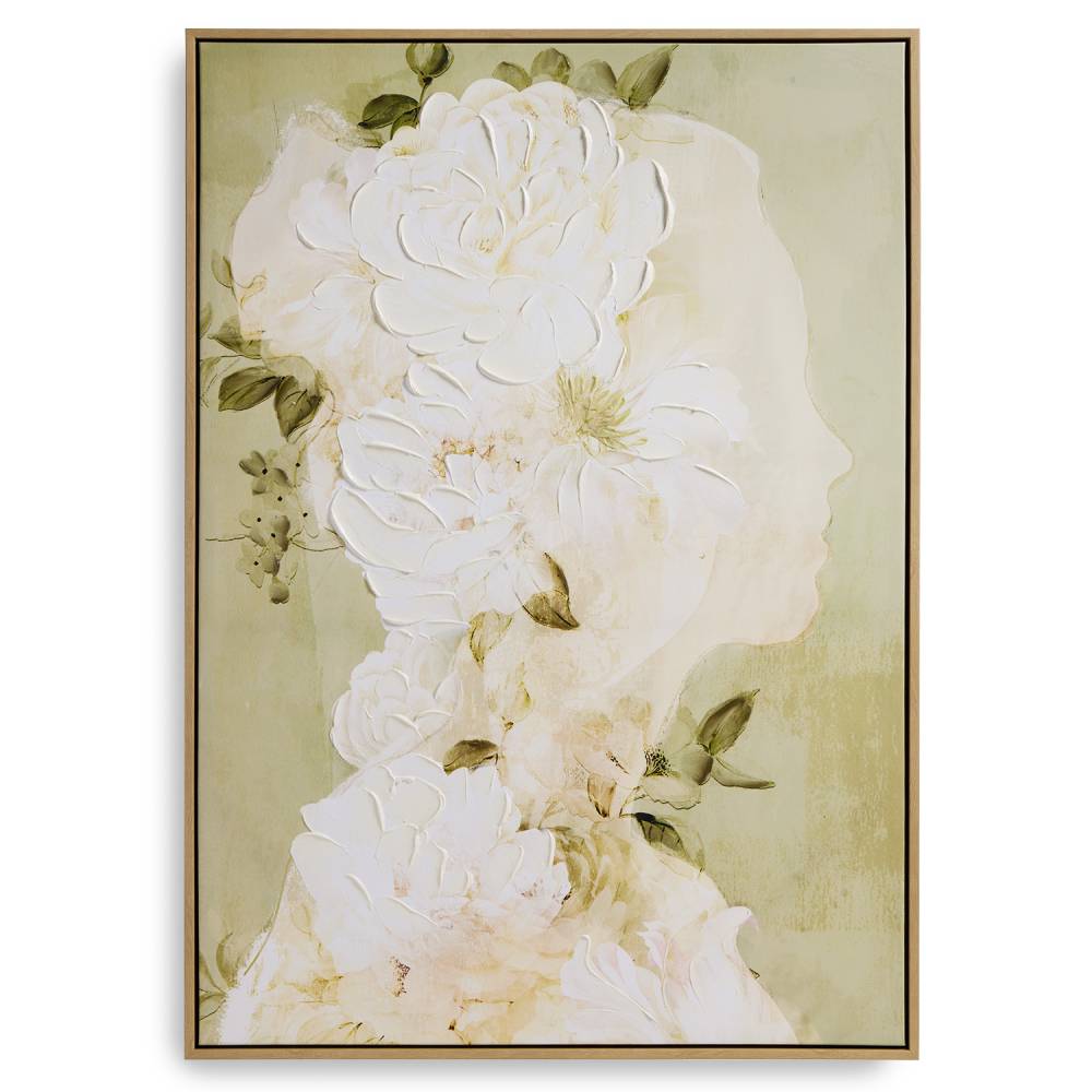 Quadro Henriette Profilo Donna Tela Cornice Legno 73x103 D19025