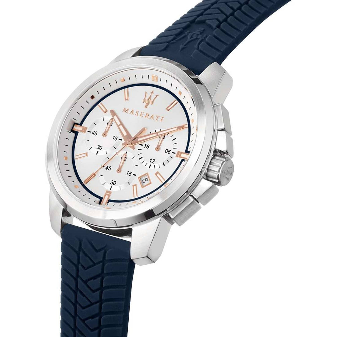 Orologio Uomo Acciaio Maserati Quarzo Cronografo Data Bianco Rosè Blu R8871621013