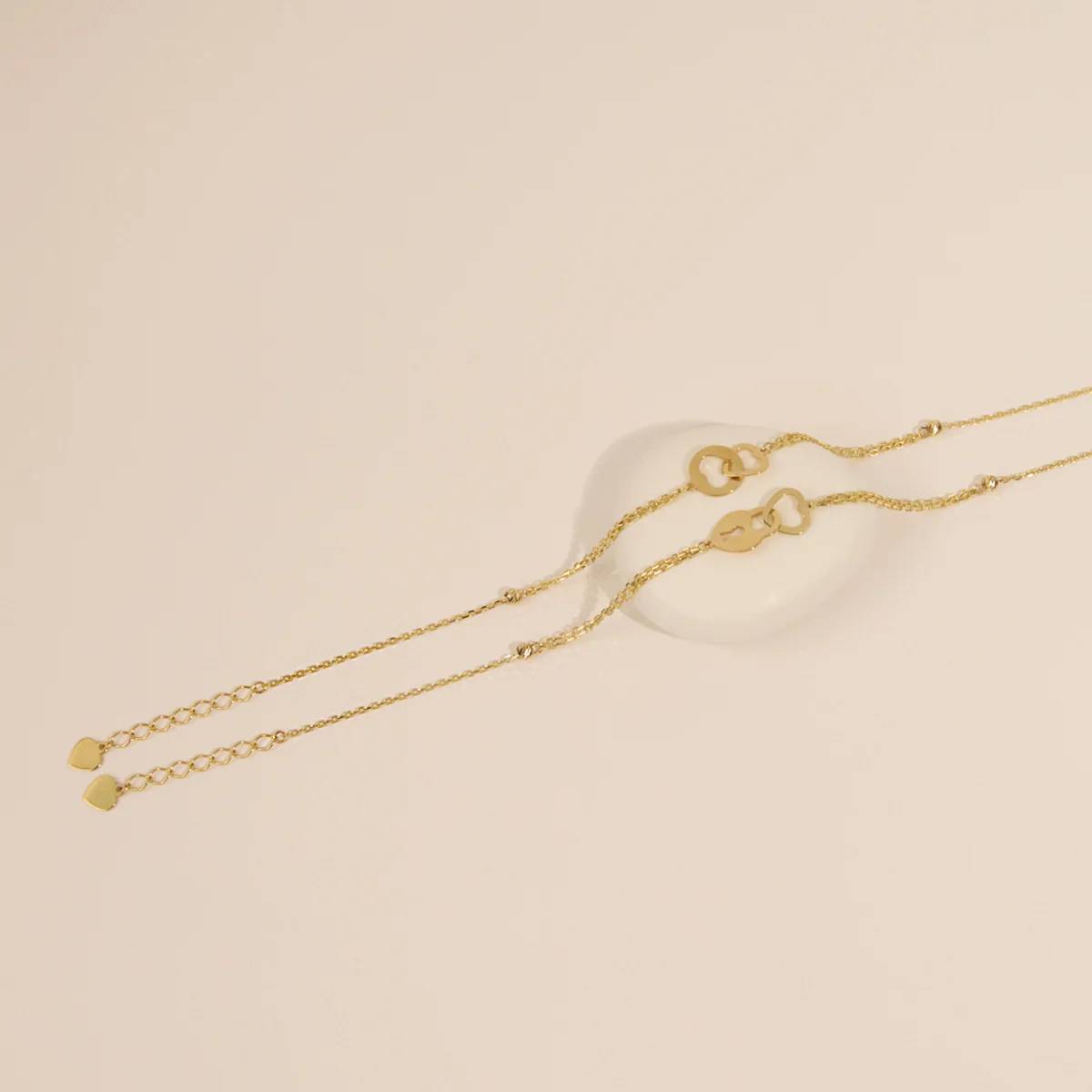 Bracciale Donna Milor Gold 9 KT Catena Rolò Cuori Intrecciati WSGD90397.YG