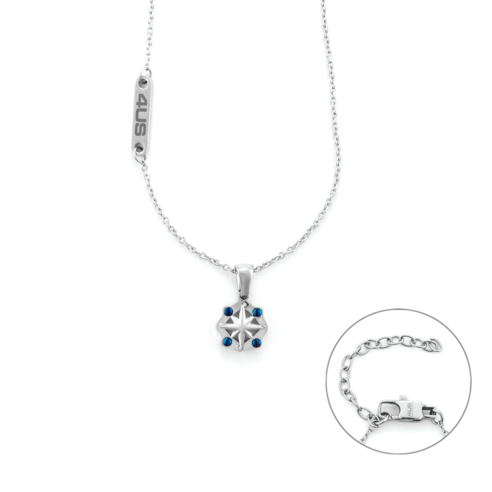 Collana Uomo 4US Cesare Paciotti Rosa Dei Venti Viti Blu 4UCL6410
