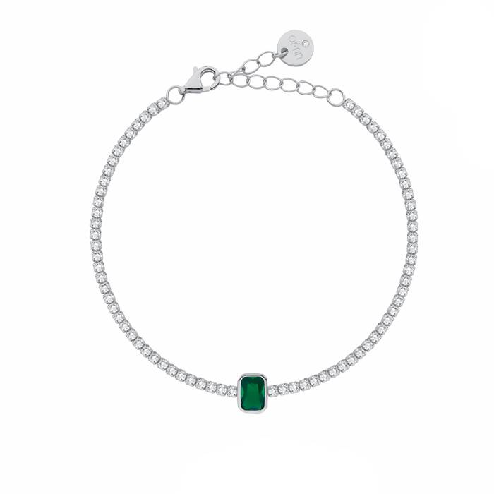 Bracciale Donna Liu Jo Argento 925 Tennis Zircone Verde ALJ346