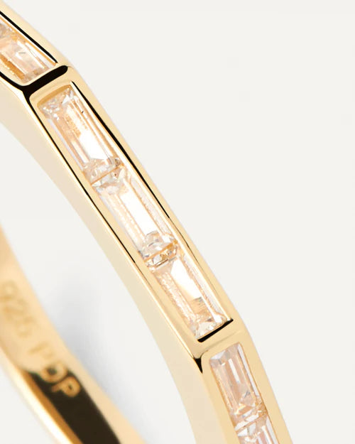 Anello Donna PDPaola Argento Dorato 925 Fascia Semi Easagonale Zirconi AN01-A04-14